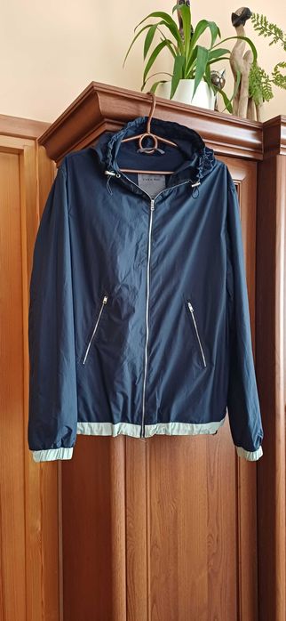 Granatowa kurtka męska Zara# przeciwdeszczowa# wiatrówka r. L