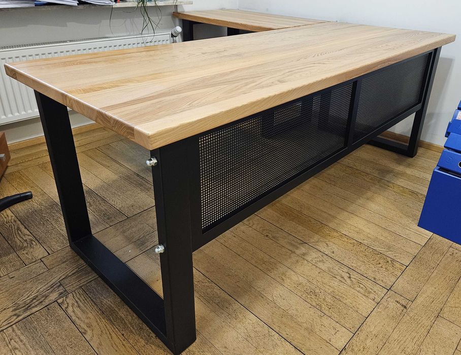 meble biurowe loftowe drewno+ stal, ława, biurko, komoda, regał
