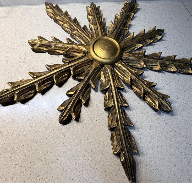 Lindo antigo sol em talha dourada 54 cm de diâmetro - restaurado