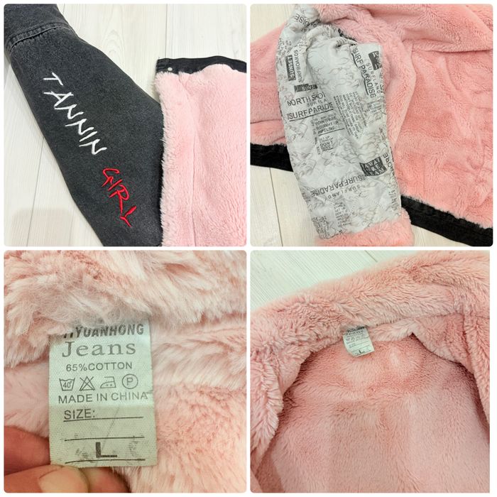 Джинсова куртка Supreme з теплим рожевим хутром на дівчинку підлітка