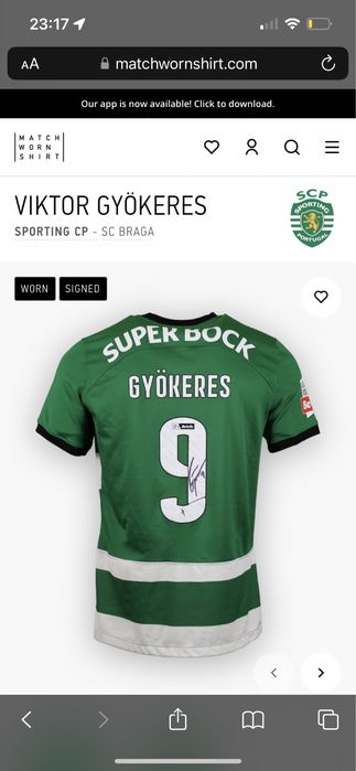 T-shirt Gyokeres usada em jogo, autografada e emoldurada