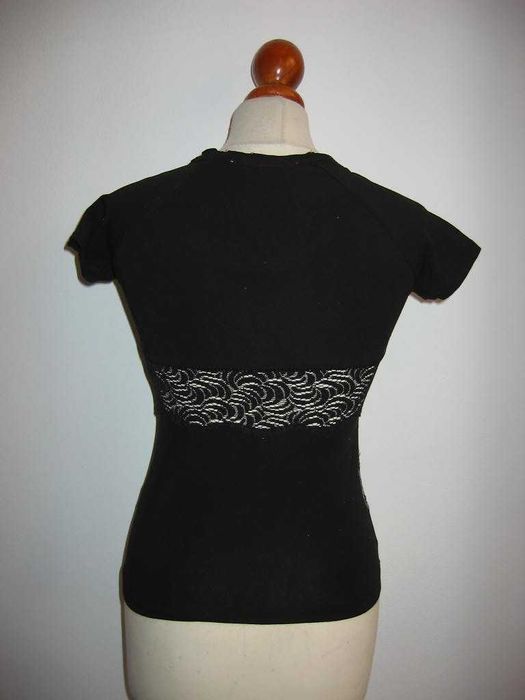 Pianura studio's team koszulka czarna koronka kwiaty rozmiar S