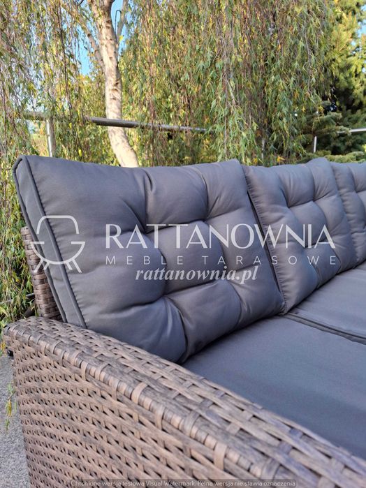Narożnik Ogrodowy Zestaw Mebli Ogrodowych Narożnik i Pufy na Taras