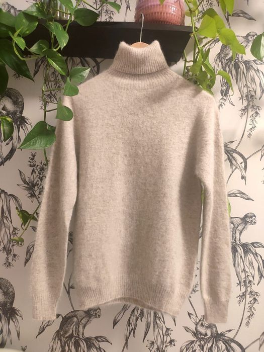 Golf Sweter Kaszmir Jasny Taupe Beżowy M