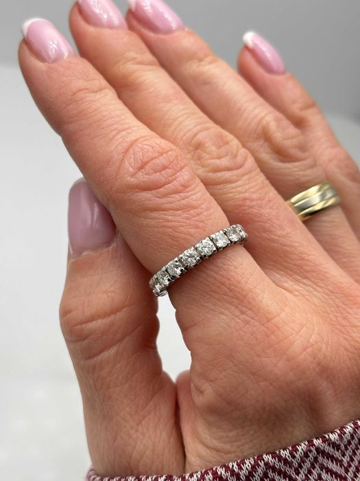 Obrączka 2,45ct z naturalnymi diamentami, pierścionek eternity certyfikat
