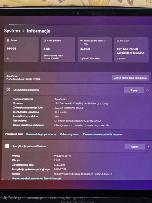 Laptop Asus ProArt 16" OLED dotyk