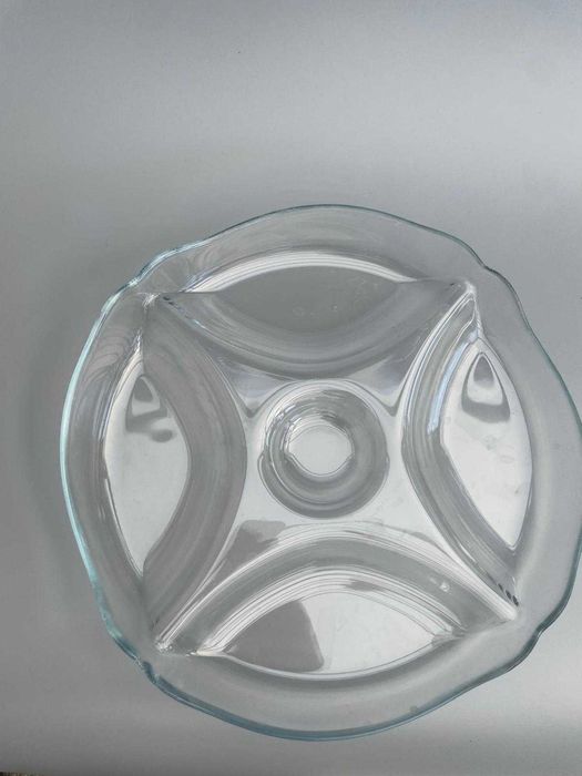 Półmisek dzielony szklany okrągły patera 30 cm