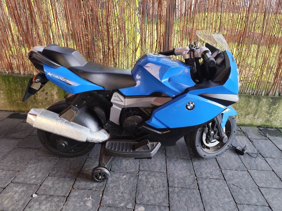 Motor na akumulator BMW K1300S dla dzieci Niebieski Kółka pomocnicze