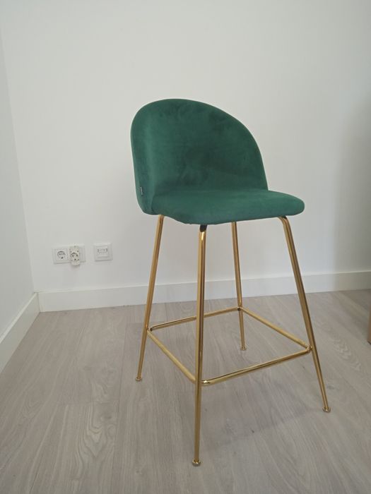 Pack 4 Bancos Altos SKLUM NOVOS – Verde Selva & Dourado