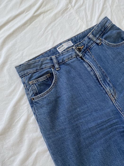 jeansy niebieskie wide leg s m 36/38 bershka