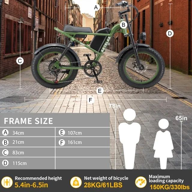 Bicicleta elétrica Keteles K880 48V17.5Ah 1500W
