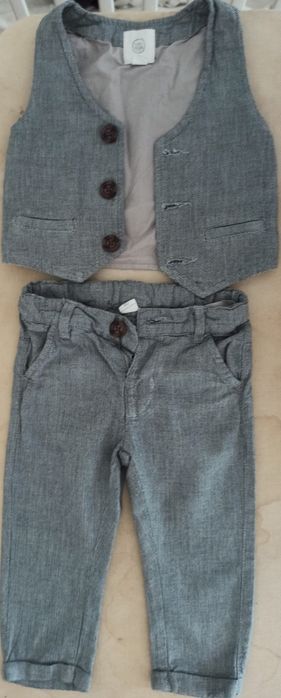 Lniany garniturek do chrztu r 80.