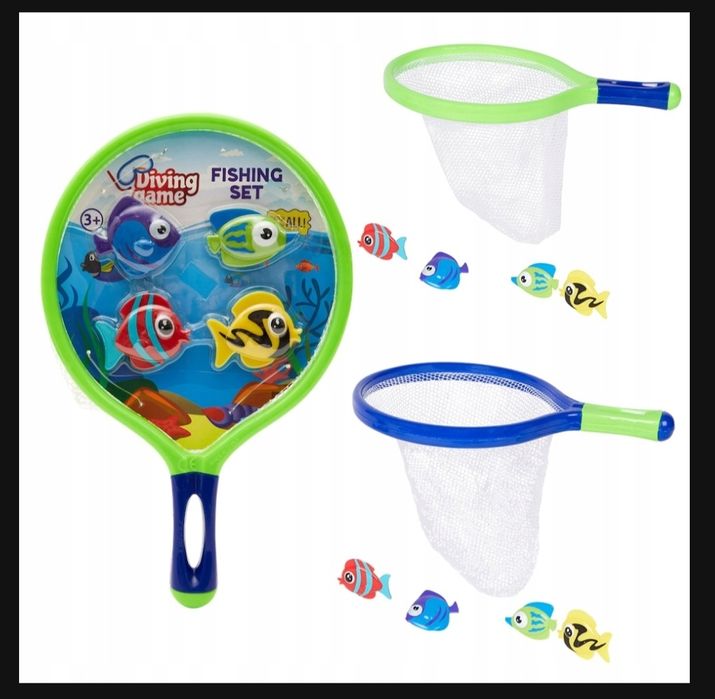 Zabawa Zabawka w Nurkowanie Łowienie Rybek Podbierak + rybki