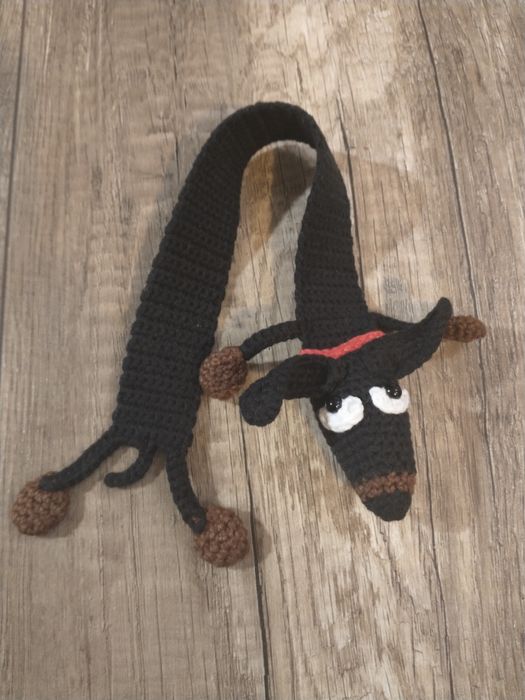 Reksio Jack Russell terrier zakładka do książki na szydełku