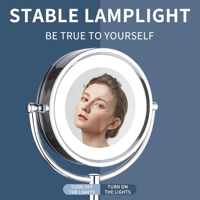 Lusterko do makijażu dwustronne stojące LED 7x/1x 21,5 cm