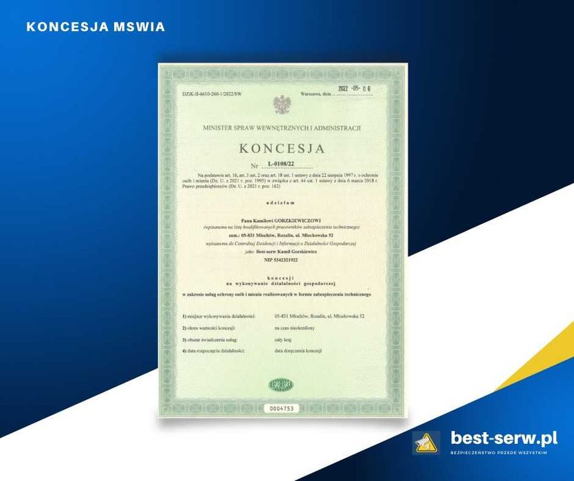 Kamery, CCTV, monitoring, systemy alarmowe, alarmy, licencja MSWiA