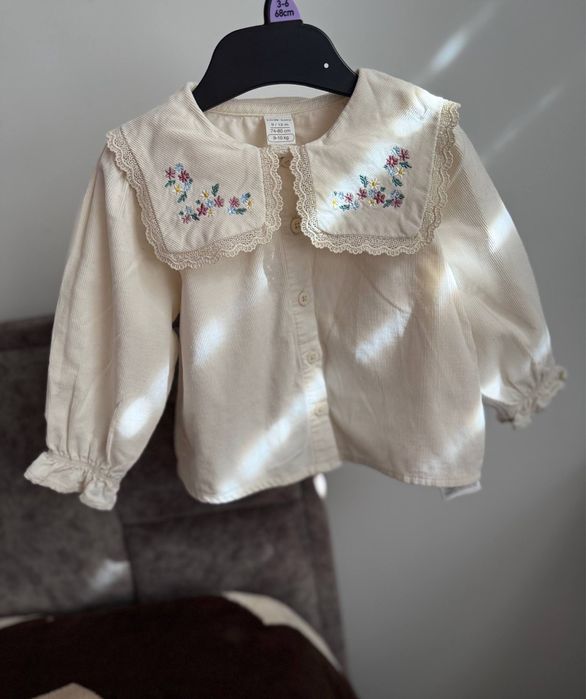 Святкова сорочка з комірцем/вельветова блузка Waikiki з вишивкою 80 р