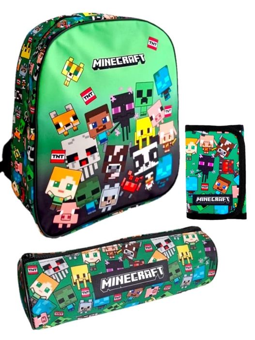 Zestaw Przedszkolny Minecraft Mały Plecak Piórnik Tuba Portfel Na Wycieczkę
