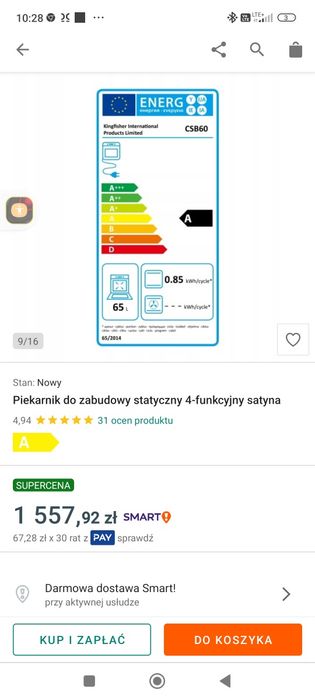 Nowy piekarnik do zabudowy statyczny wielofunkcyjny