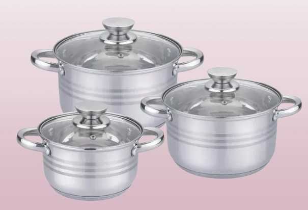 Набір каструль 6 предметів нержавійка капсульне дно