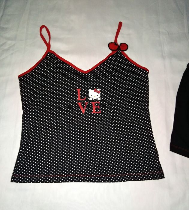 Women's Cotton Pajama Set with Shorts and Straps for Summer 'Hello Kitty'64751663917699122