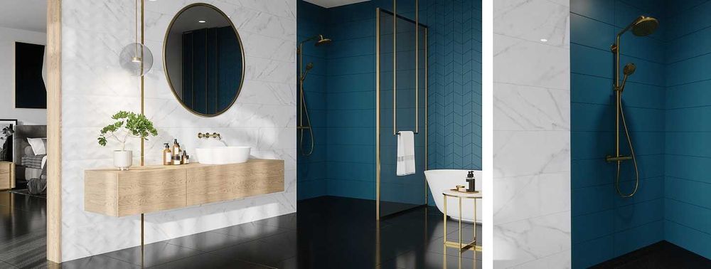 Tanie płytki ceramiczne 25x75  - 2 kolory Deep Ocean/Emerald Forest