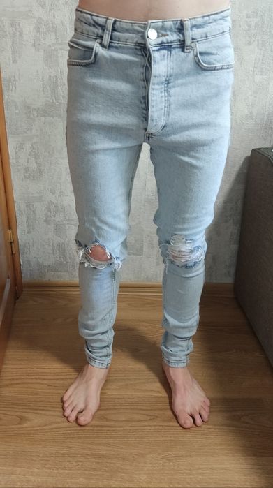 Джинсы 30 синие boohoo man узкие