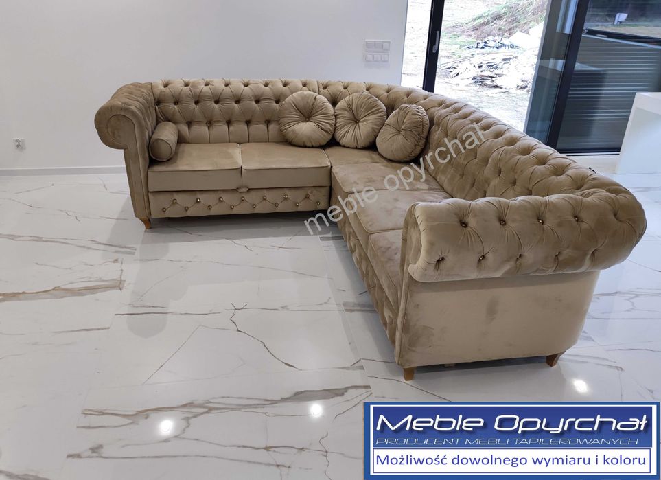 PRODUCENT Naroznik chesterfield glamour  kryształki NR.12