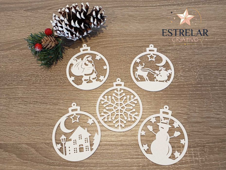 Kit com 5 Enfeites de Natal