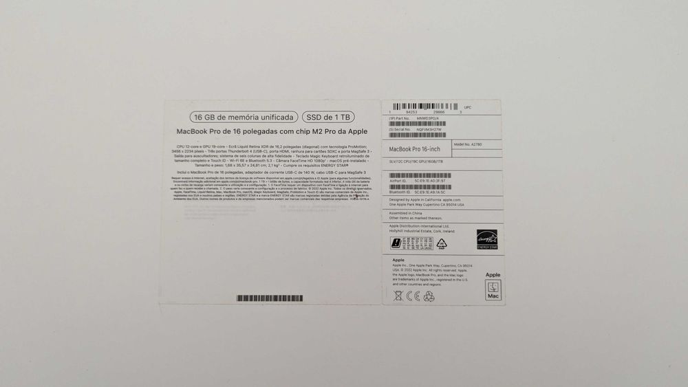 CAIXA MacBook Pro M2 16 polegadas