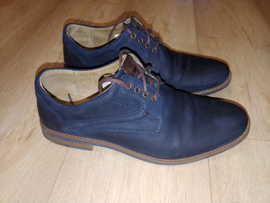 Buty skórzane męskie Venezia Jum Blue rozmiar 42 nubuk granatowe IDEAL