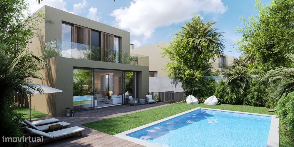 Moradia T4 com piscina, garagem e vista jardim