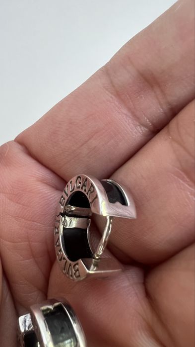 Серьги белое золото 585 оникс Bvlgari вес 7,35