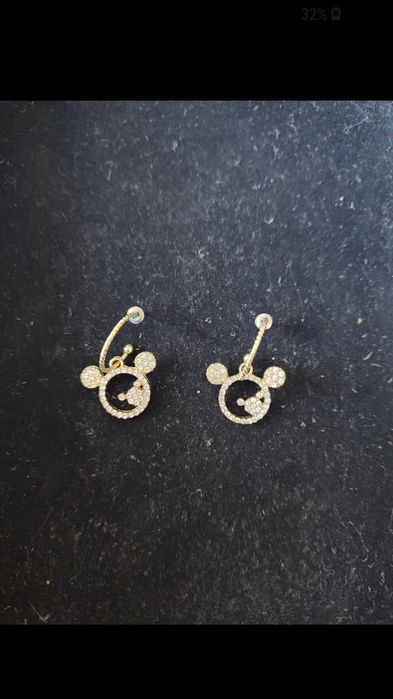 Kolczyki Myszka Mickey kryształki stal chirurgiczna