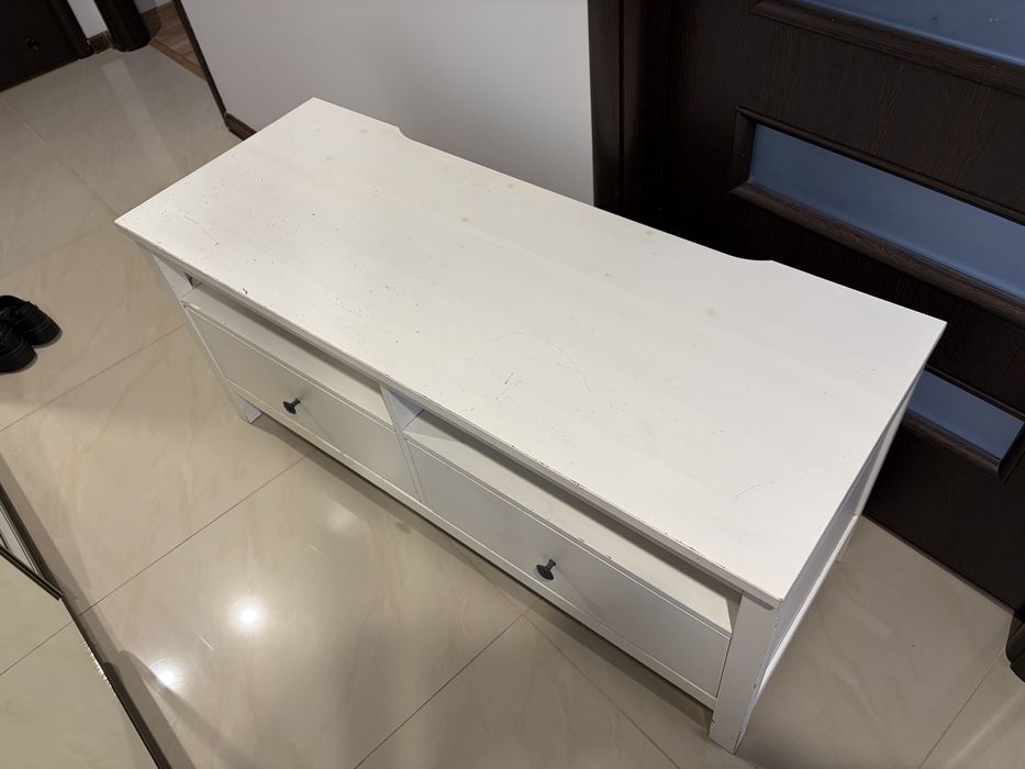 Szafka RTV IKEA Hemnes biała dwie szuflady 124cm