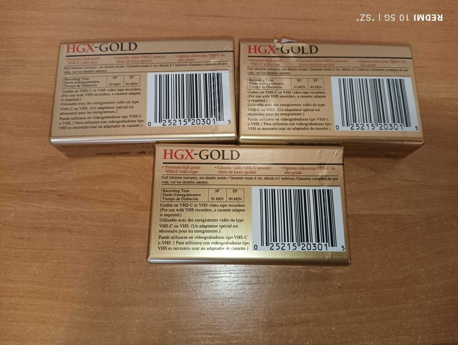 Maxell - HGH-GOLD - TC-30 - kasety VHS C - 3 sztuki - USA - NOWE !