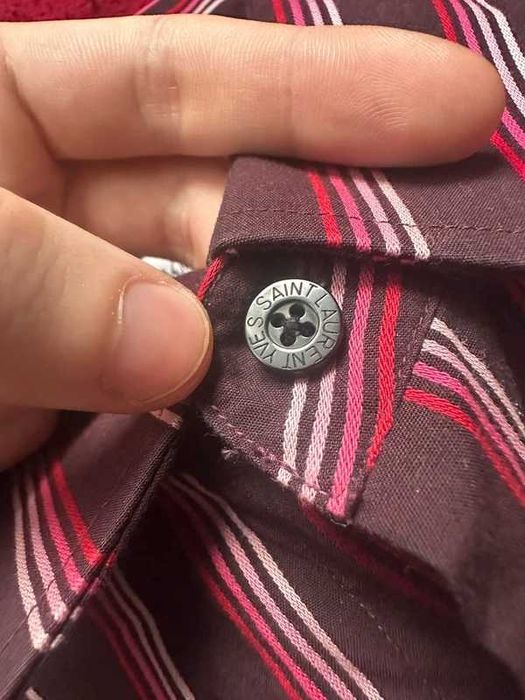Yves Saint Laurent YSL Koszula Vintage 90s Premium 100% Bawełna Paski Logo Rzadki Model