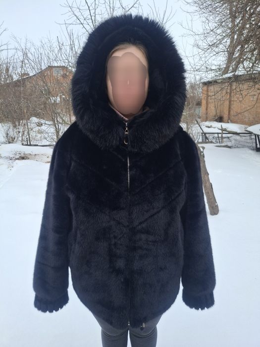 Еко шубка чорна  на дубляжі