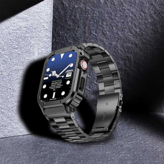 Pasek HASLFM z kopertą do Apple Watch 45mm (9/8/7) gwiezdna szarość #04