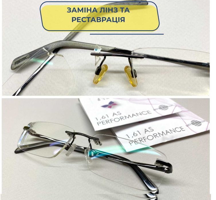 Линзы для очков, установка в оправу, ремонт очков