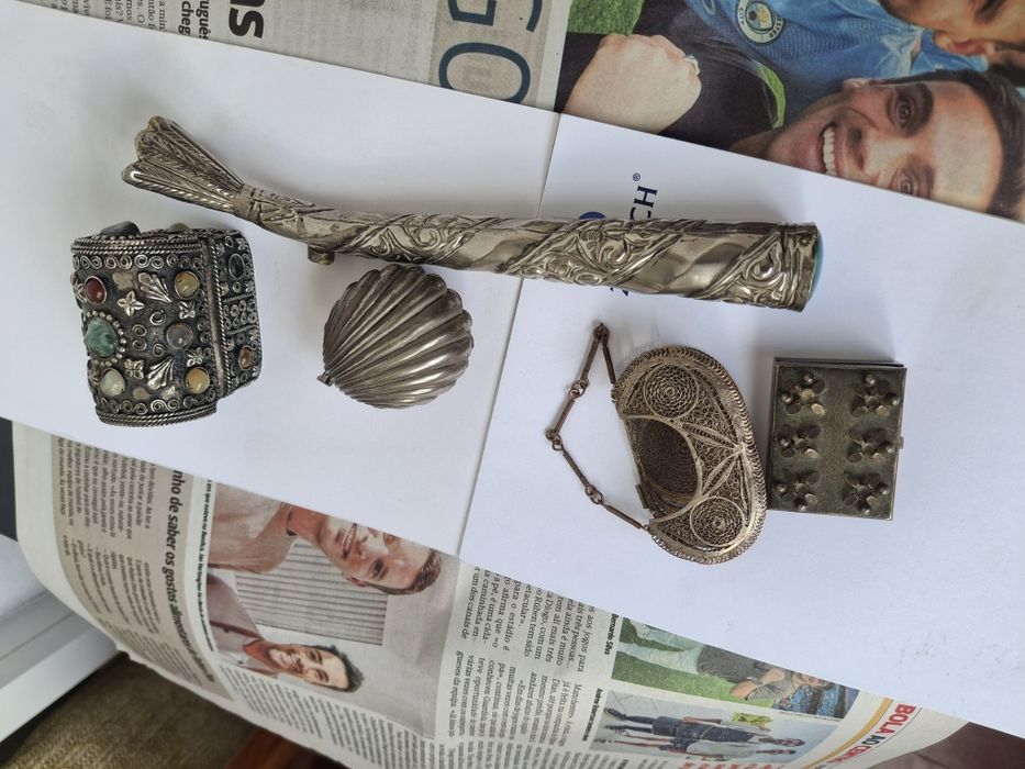 Lote peças vintage em metal