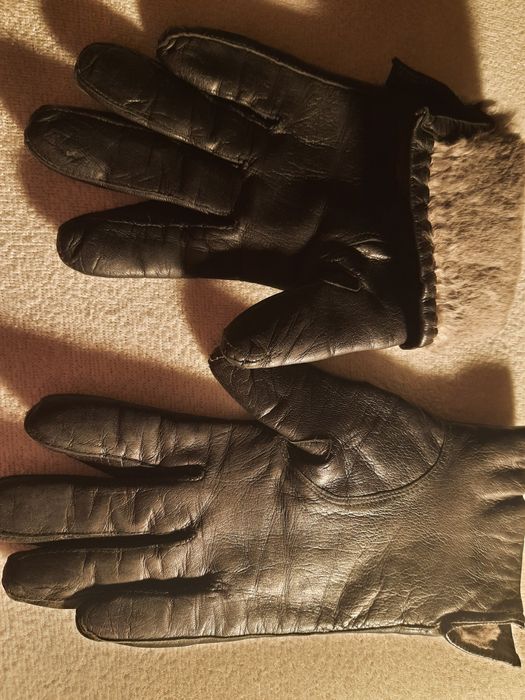 Rękawiczki skórkowe 7,5 ciemny brąz.