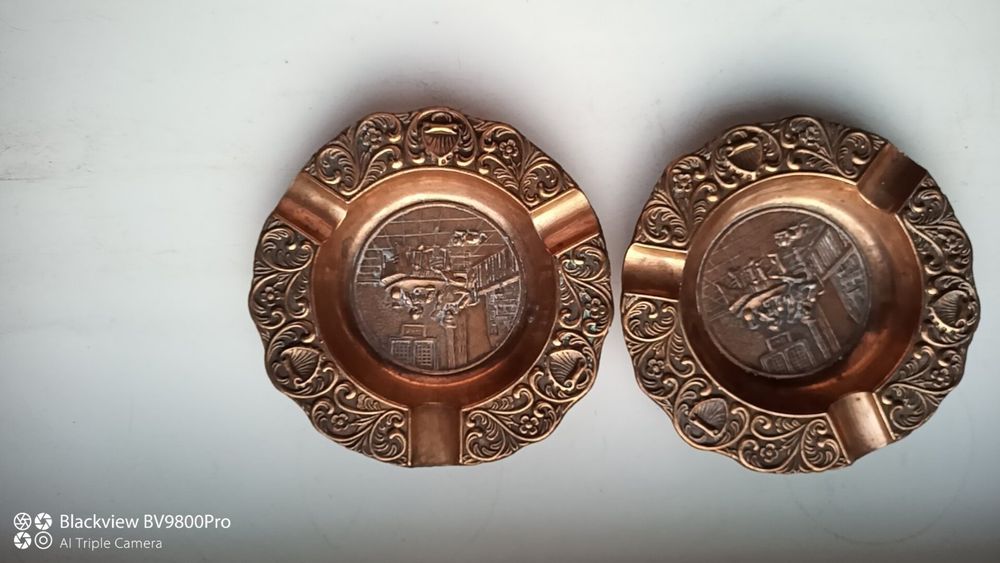 Спичечник и пепельницы медь Швеция