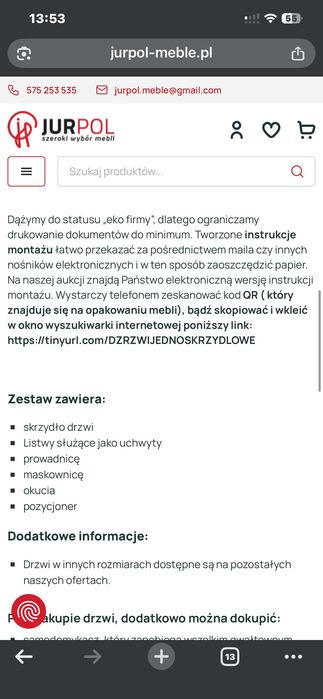 Drzwi przesuwne naścienne 60cm kaszmir