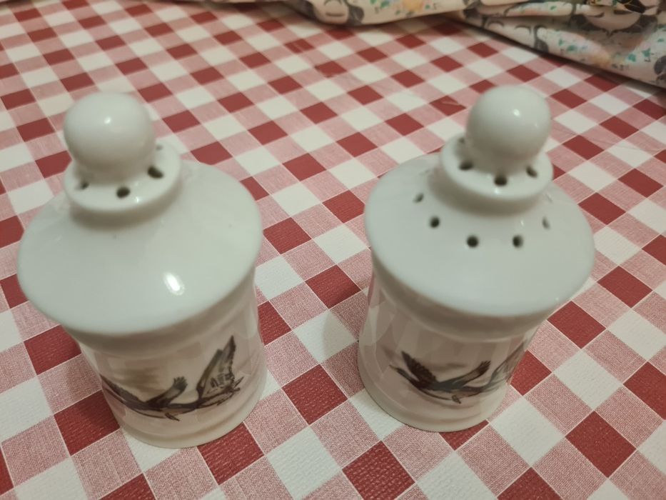 Saleiro e pimenteiro em porcelana