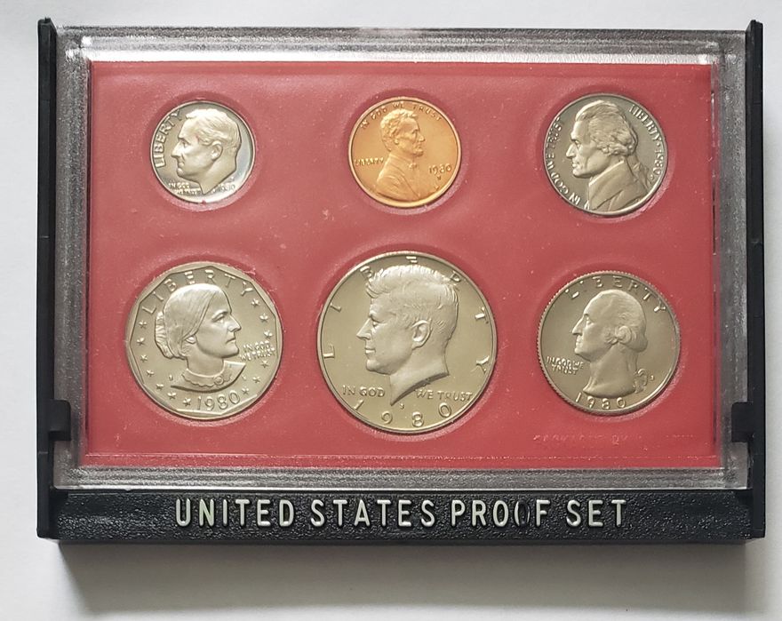 Монети США, набір монет США 1980 року, Пруф, 6 монет
