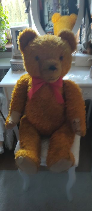 Wielki  Piękny Miś trociniak  87 cm ,bardzo stary,z Niemiec.