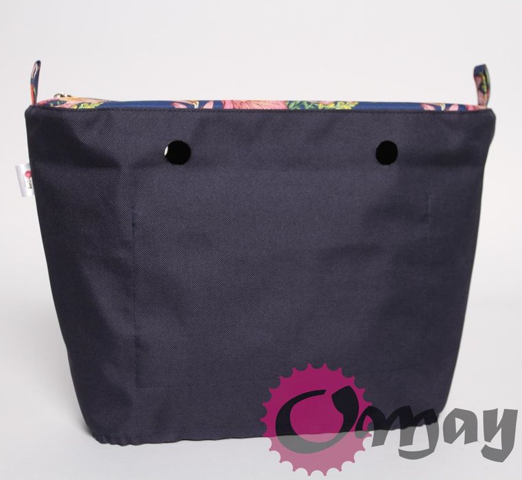 Granatowy organizer do OBAG STANDARD maki kwiaty 2kieszenie wkład OMAY