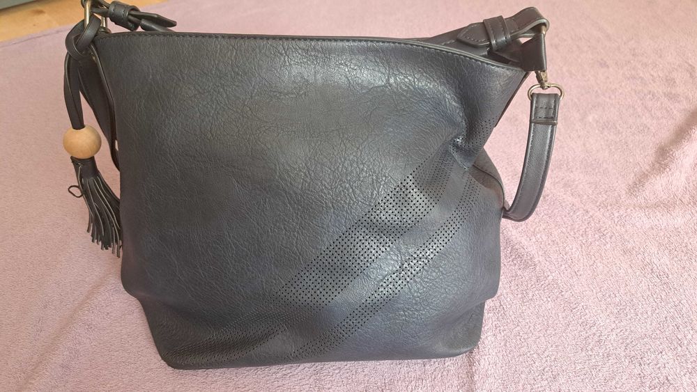Torba na ramię shopper granatowa