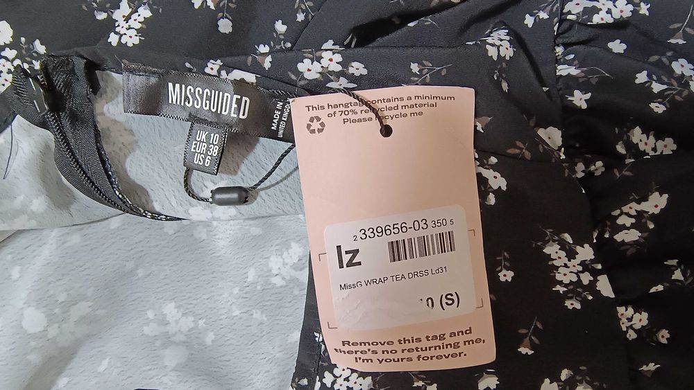 Nowa Piękna Sukienka z falbaną S/M Kopertowy Dekolt Kobieca i Stylowa